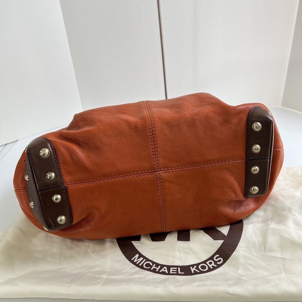 Vintage Michael Kors Shoulder Bag Pebble Leather Pumpkin Brown Boho Dust Bag - Picture 8 of 16